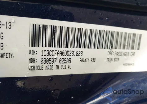 2013 Dodge Dart Se z USA, uszkodzony, nr VIN 1C3CDFAA0DD331823